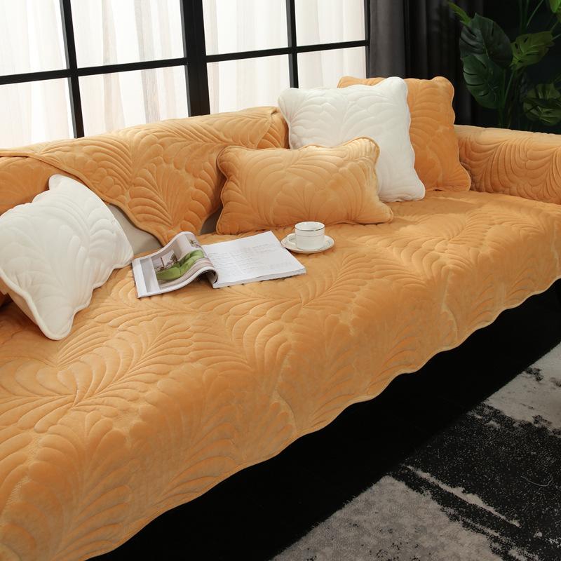 Sofa Cushion Plush Non-Slip Simple Modern Entry Lux Style Leather Cushion Thickened Four Seasons Fleece-lined Sofa Cover Thickened
