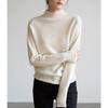 Women's Winter White Knitwear: Heavyweight Cashmere, Raccoon Fur, Half-High Neck Base Layer
