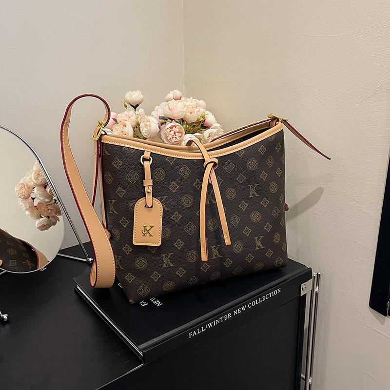 Früher Herbst neue kontrastfarbene Einkaufstasche Tragetasche Mutter und Kind Schulter Damenhandtasche