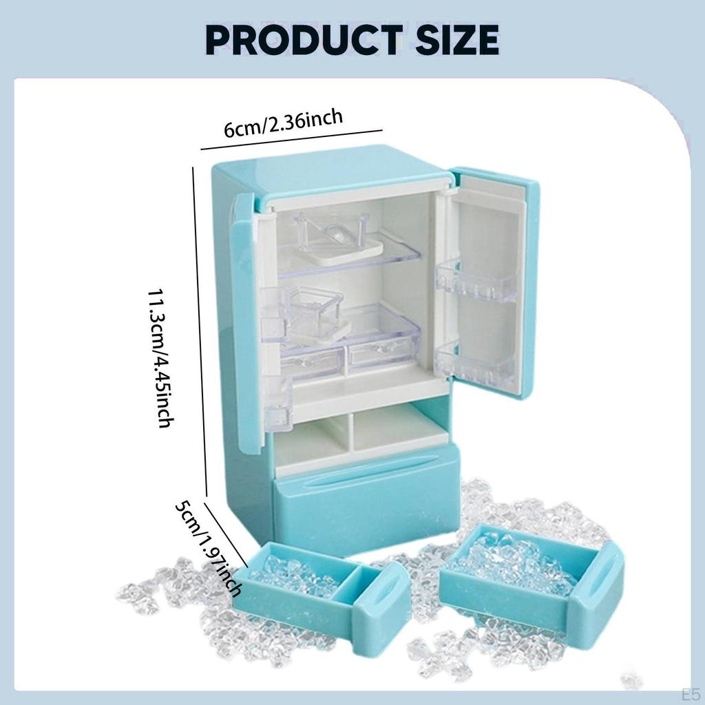 1/12 Freezer Refrigerator Dollhouse Furniture Ornaments with Tweezers Toy for Furnishings Decoration