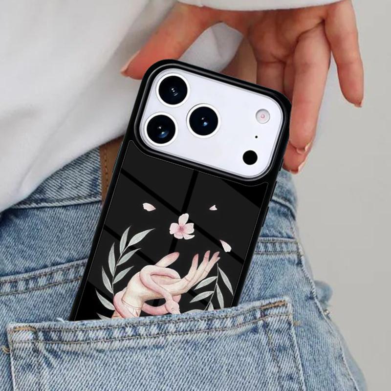 Hand Snake Flower Phone Case for iPhone 16e 15 14 13 12 17 Pro Max Plus Air 17pro Cover Coque