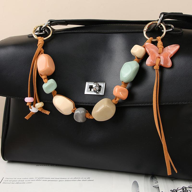 Colorful Resin Handbag Double Buckle Bead Hanging Tassel Amber Wristlet Purse Bag Belt Diy Bag Parts Accessories