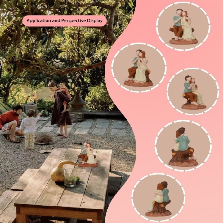 Familienfigur Statue Romantiker Liebespaar Skulptur Modellierte Handbemalte Figur Geschenk für Jubiläum Geburtstag