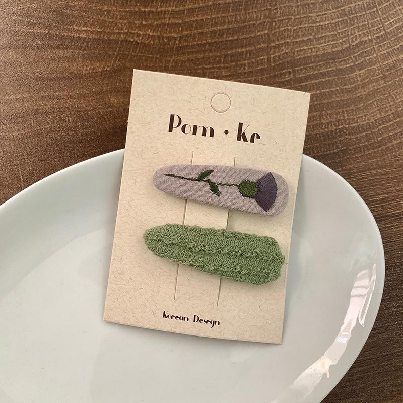 Nouvelle Épingle à Cheveux Florale Brodée pour Enfants Tissu Clip BB Frange Cassée Filles Femmes Coiffure Accessoires Outils de Coiffure