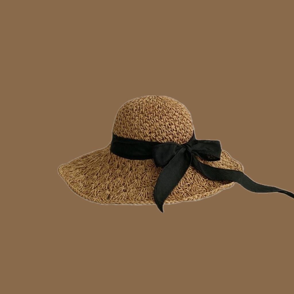 

Handmade Korean Style Straw Hat With Wide Brim Sunshade For Summer Outdoor Wear Women Style D