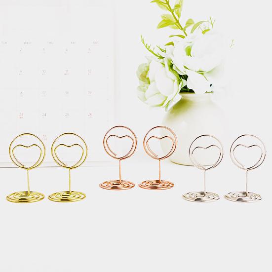 10Pcs Love Heart Table Number Holder Place Card Photo Picture Clip Memo Note Card Stand Wedding Anniversary Birthday Party Centerpieces