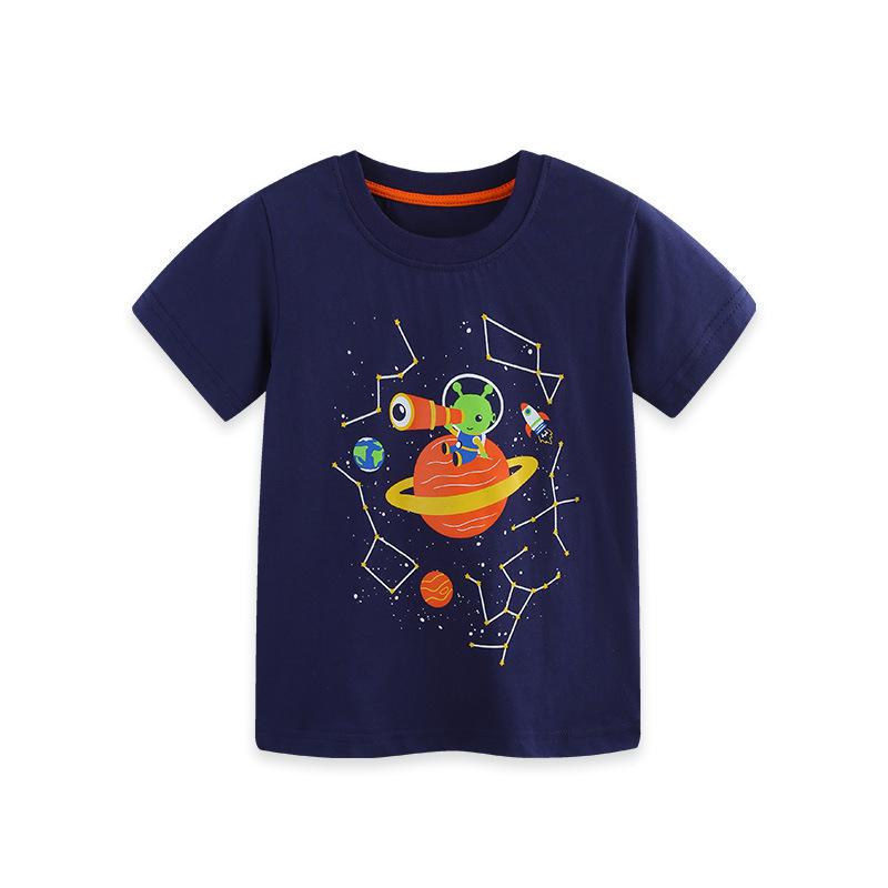 

Летняя Новинка Футболка с коротким рукавом для мальчиков Модная Светоотражающая Мультяшный Принт Детская Толстовка с Круглым Вырезом 2Y(90cm)