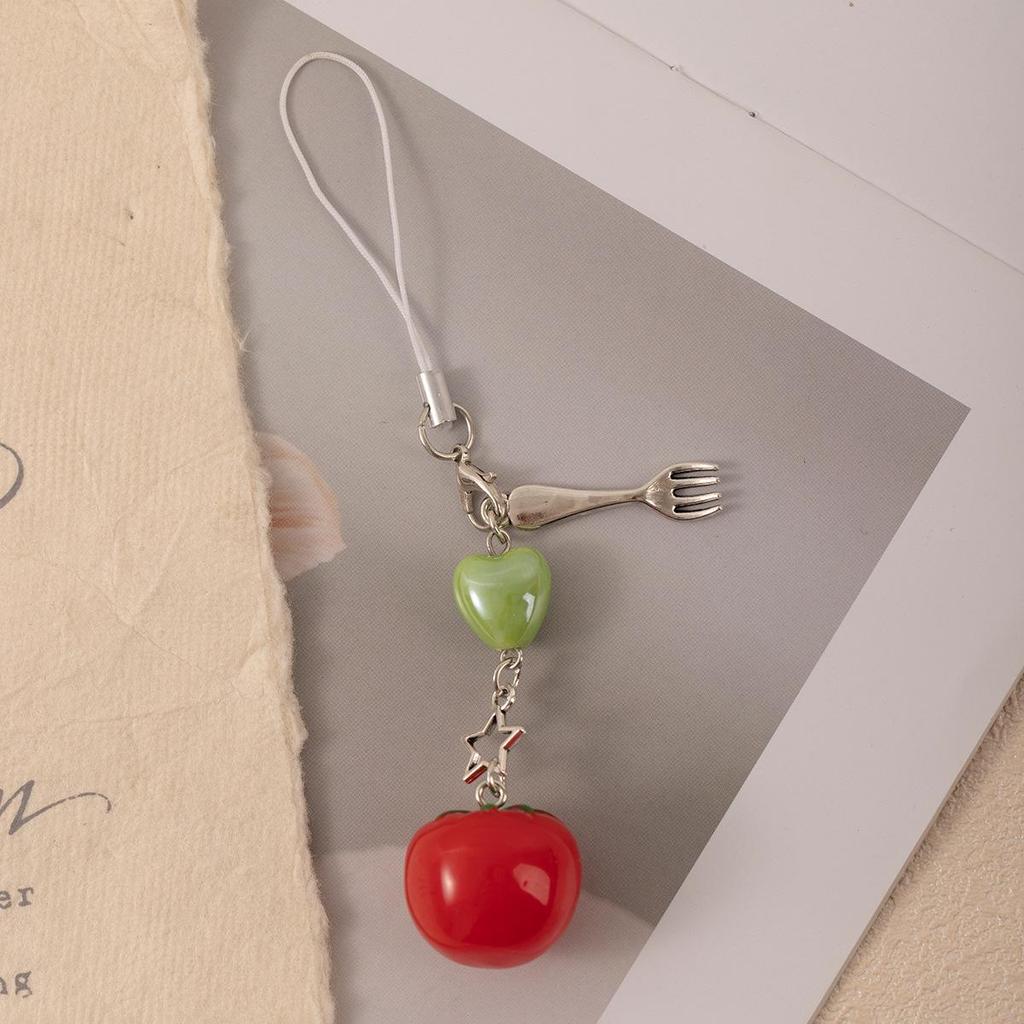Charming Fruit Tomato Phone & Bag Beaded Keyring