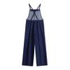 Navigare Women's Loose Wide-Leg Denim Overalls
