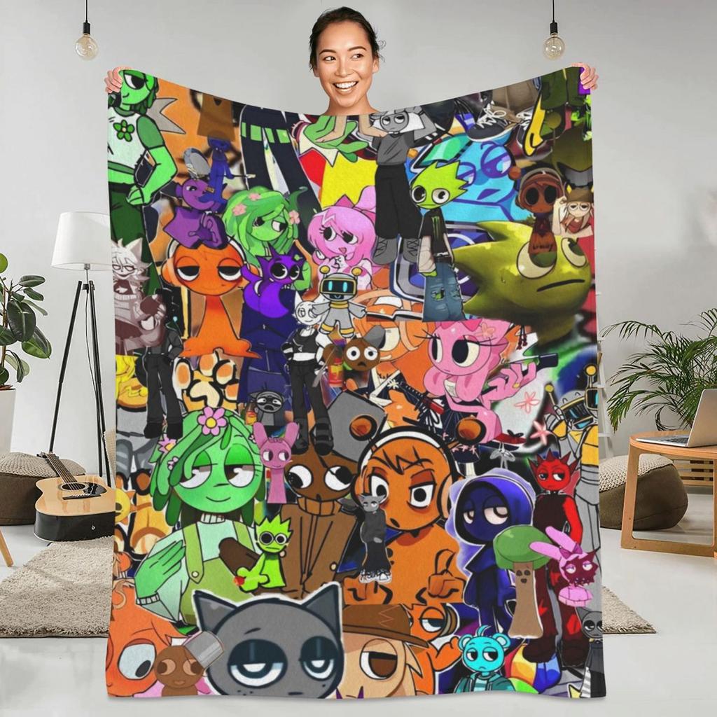 Sprunki Incredibox Game Blankets Airplane Travel Flannel Throw Blanket For Outdoor Warm Soft Design Quality Bedspread Gift