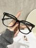 1Pc New Leopard Print Square Frame Fashion Non-Prescription Glasses, Make the Face Look Slimmer Without Makeup, Versatile for Co