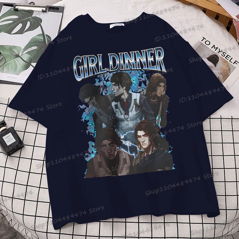 Viktor Arcane Girl Dinner T-shirt League of Legends Classic Street Style Top Clothing Women/Men Lol Fan Gift Anime Apparel Shirt