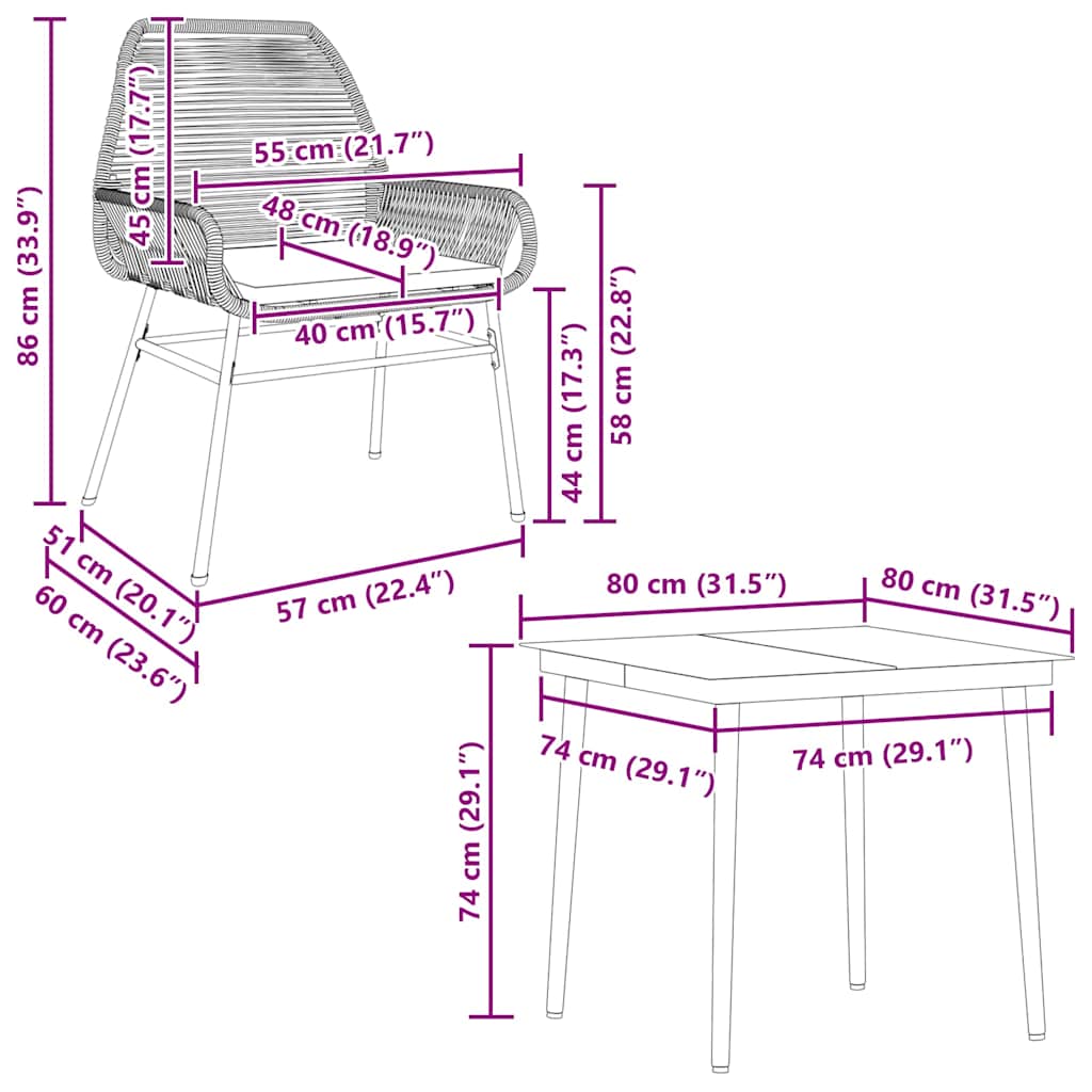 5 Piece Outdoor Dining Set with Cushions Brown Poly Rattan Glass Table