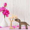 Wooden Family Puppy Carving Ornaments Natural Wood Pet Crafts Gift Sculpture