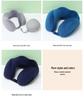 Blue Travel U-Shape Memory Foam Pillow: Foldable, Portable Neck Support with Buckle, Perfect for Naps.