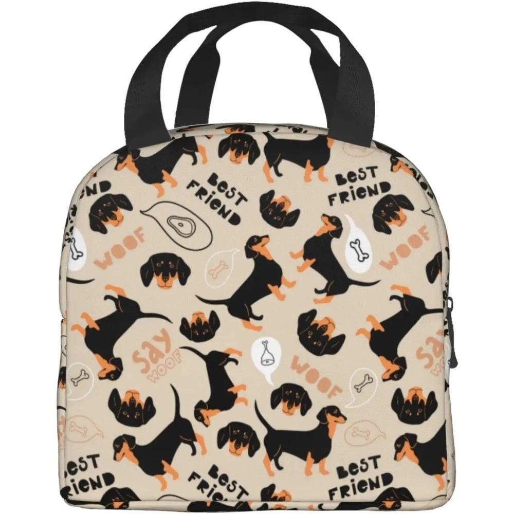 Xmas Cute Dachshund Dog Lover Animal Lunch Bag Small for Men Women Kids Outdoor Picnic Work School Lunch Box Bag Insulated Gift