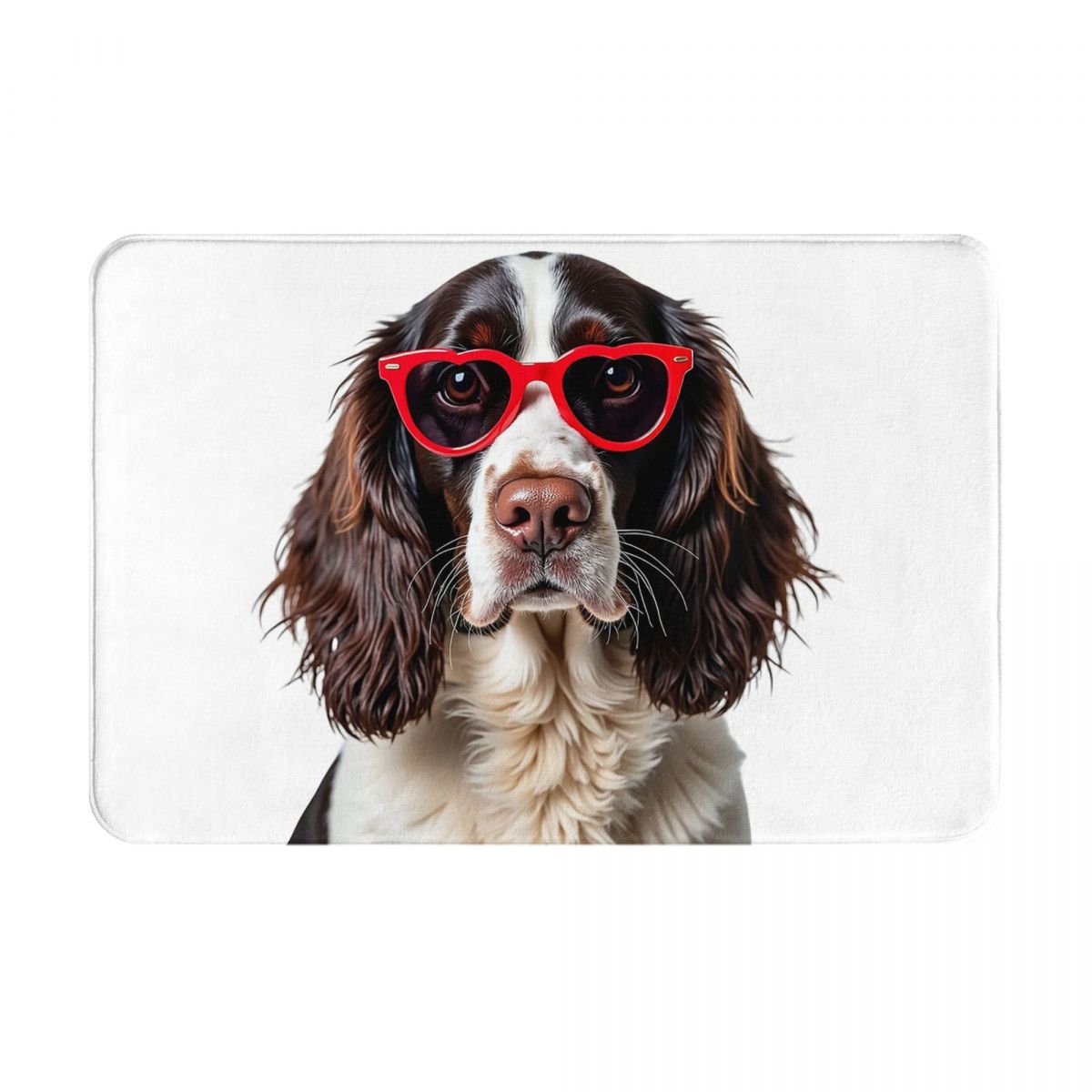 

English Springer Spaniel Dog Wearing A Heart Shape Sunglasses Non-slip Doormat Floor Mat Carpet Rug for Balcony Footpad Mats 40cm x 60cm