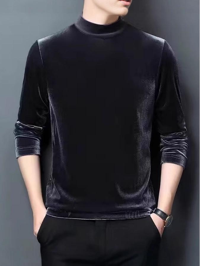 Men's Trendy Gold Velvet Hoodie: Stylish Autumn/Winter Base Layer Wearable Inside or Out