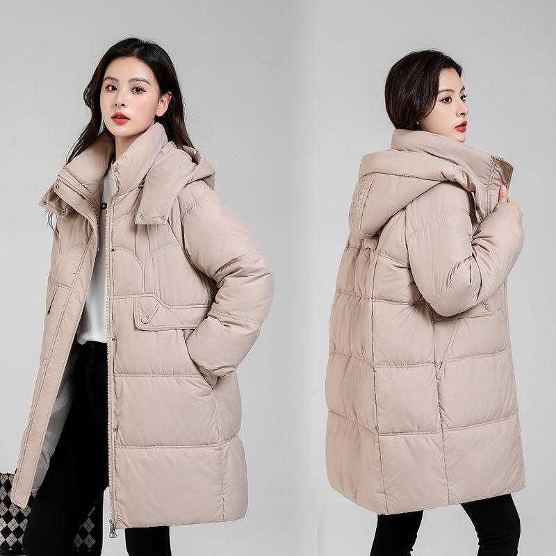 Down cotton-padded clothes women's medium and long winter new loose thickened cotton-padded clothes casual women's cotton-padded jacket