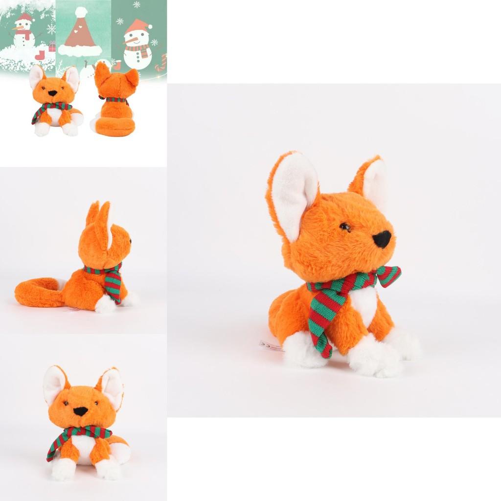 Cozy Christmas Fox Plush Toy With Soft Short Plush And Colorful Scarf Gift For Holiday Cheer
