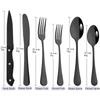 36Pcs Black Tableware Set With Steak Knife Modern Dinnerware Set Stainless Steel Silverware Kitchen Dinner Dessert Cutlery Set