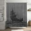Duschvorhang Grau Piratenschiff Dunkle Fantasy Badezimmerdekoration Wasserdicht Heimdekoration Modern Weiß Badewannen-Set Badezimmer Duschvorhangstange