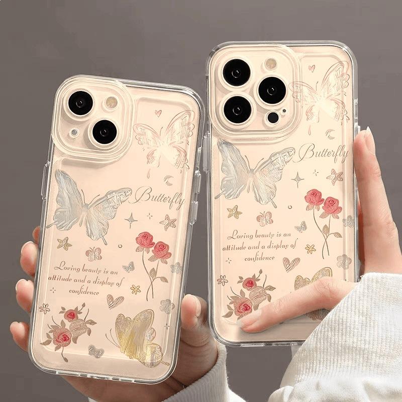 Butterfly Rose Suitable for Xiaomi Mi 15/14Pro Mobile Phone Case 13/12 Soft 11/10Pro Cartoon 4 Redmi 4x Soft Case