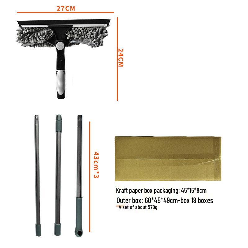 2-in-1 Double-Sided High-Rise Glass Wiper & Scraper