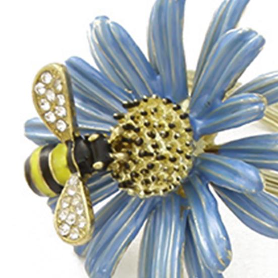 4Pcs Napkin Rings Adorable Anti-rust Alloy Spring Flower Bee Painted Napkin Buckle for Party