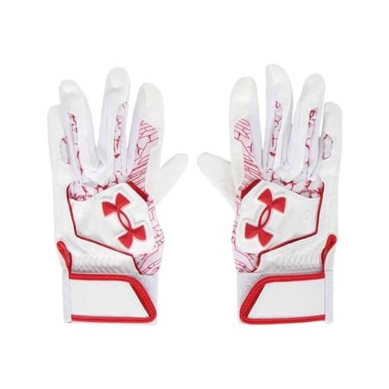 [Under Armor] UA CLEAN UP BATTING GLOVES 6001317(101) White Red M