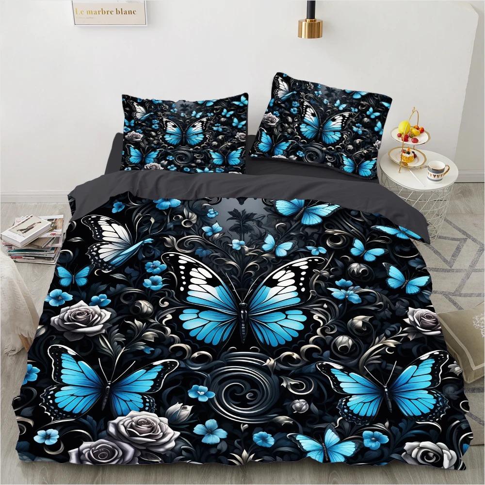 Bedding Sets 3d Duvet Cover Set 23pcs DuvetQuiltComforter Cover sets Bedding Sets bed linen Boho Damask Garden Blue butterfly