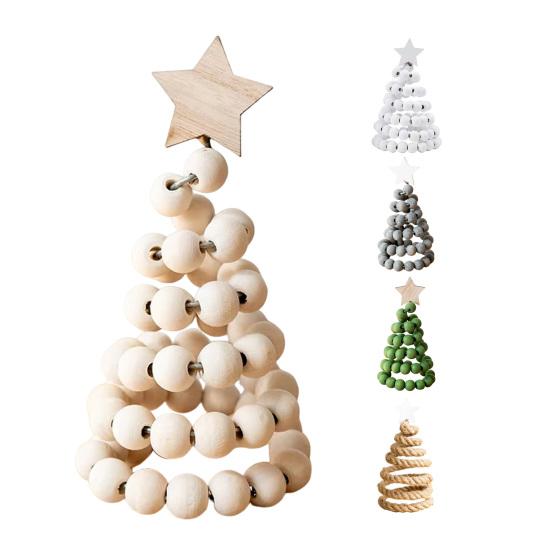 Christmas Tree Desktop Ornament Nordic Style Artificial Swivel Beads Top Star Small Artificial Tree Festive Holiday Decoration