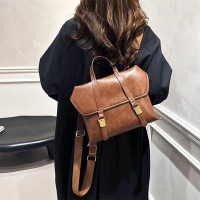 Fashion Large Capacity Trend Carrying Women's Bag Foreign Air School Style Backpack Retro British Style Commuter Backpack
