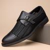 Fashion Luxury Designer Fashion New Men's Pointed Air Mesh Breathable Shoes Male Formal Wedding Prom Dress Monk Strap Loafers Homecoming