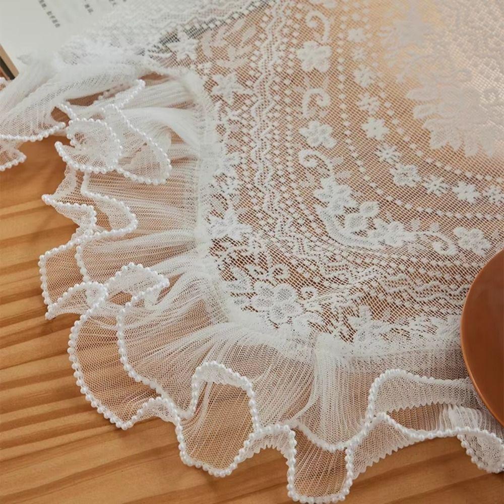 Wavy Edge Beaded Half Yarn Drapes Embroidered White Gauze Window Valance  Farmhouse