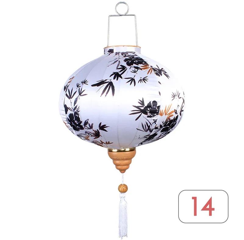 Chinese Style 12/14Inch Retro Floral Printed Silk Lantern Japan Vietnam Traditional Lantern for New Year Wedding Festival Decor