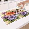 1Pcs Rubber Drying Mat With Flower Pattern For Coffee Shop Restaurant Kitchen Carpet Tableware Durable Diatom Mud Table Mat Pet Mat Coffeeware