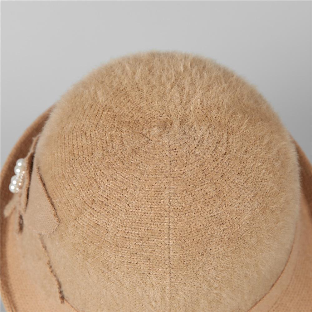 Elegant Mom Hat Ladies Autumn Warm Winter Knitted Basin Hat Old Lady Grandma Bucket Hat