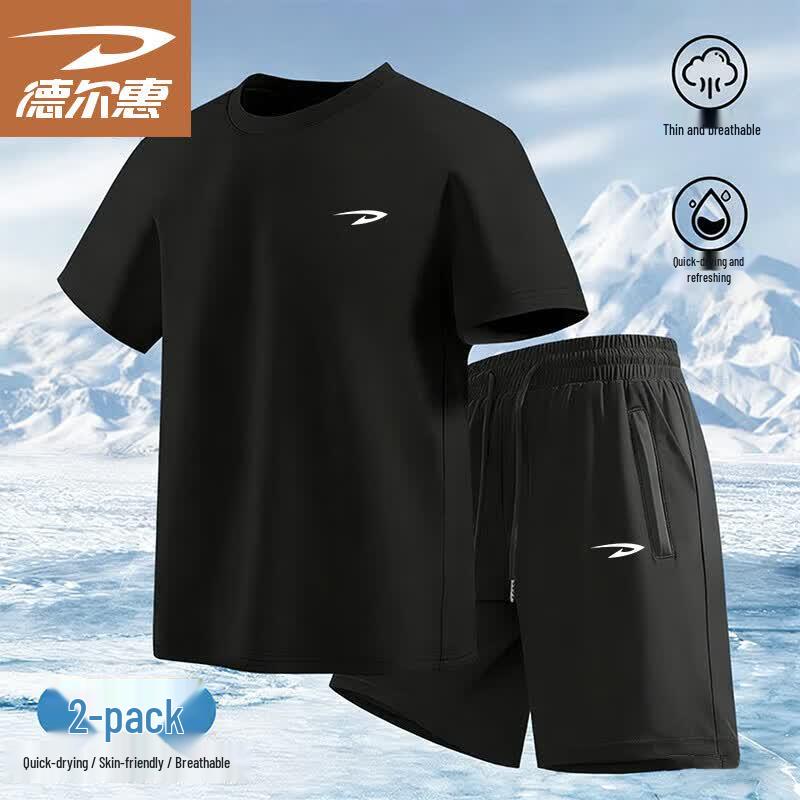 Men s Ice Silk Summer Sportswear Set XL чёрный
