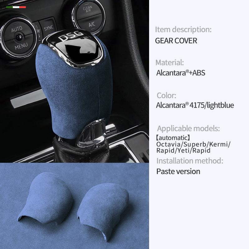 Car Center Console Gear Shift Head Knob Cover Trim For Skoda Octavia Superb Kermi Rapid Yeti Rapid Alcantara Suede Accessories