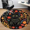 1pc Cat Flowers Office Round Area Rug, Under Office Chairs Bedroom Living Room Home Decor, Room Deco