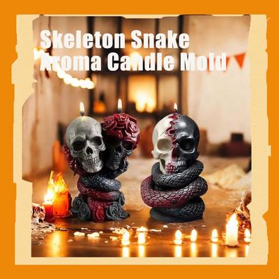 Skull Aromatherapy Candle Mold Terror Skull Halloween Plaster Party Decor Cranium Resin Mould Skull Snake Halloween Gifts