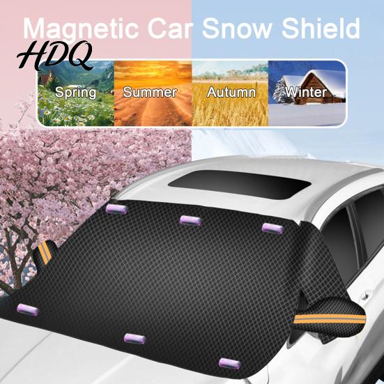 Vehicle Windshield Ice Protector Car Snow Cover Thickened Magnetic Half Cover with Cotton Shield