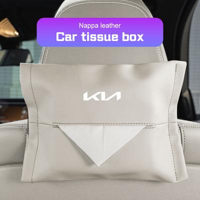 Car Leather Tissue Bag For GT Rio K5 K2 K3 Sportage Ceed Sorento Picanto Stinger Soul Seat Back Paper Bag Hanging Organizer