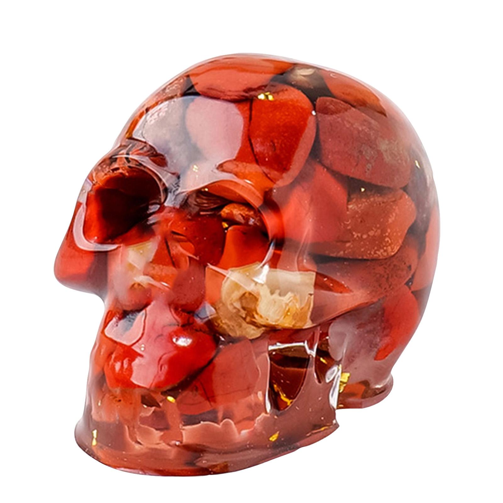 

Decorative Resin Skull Figurine with Embedded Multicolor Elements Unique Artistic Design for Home Office Display Collectible Ornament