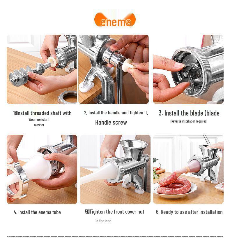 Manuelle Fleischmühle & Wurstfüller: Handkurbelmixer & Gemüsehacker.