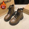 Soft Leather Martin Boots Women's 2025 British Thick-soled New Velvet Warm Thickened Short Boots Winter Warm Leather Boots