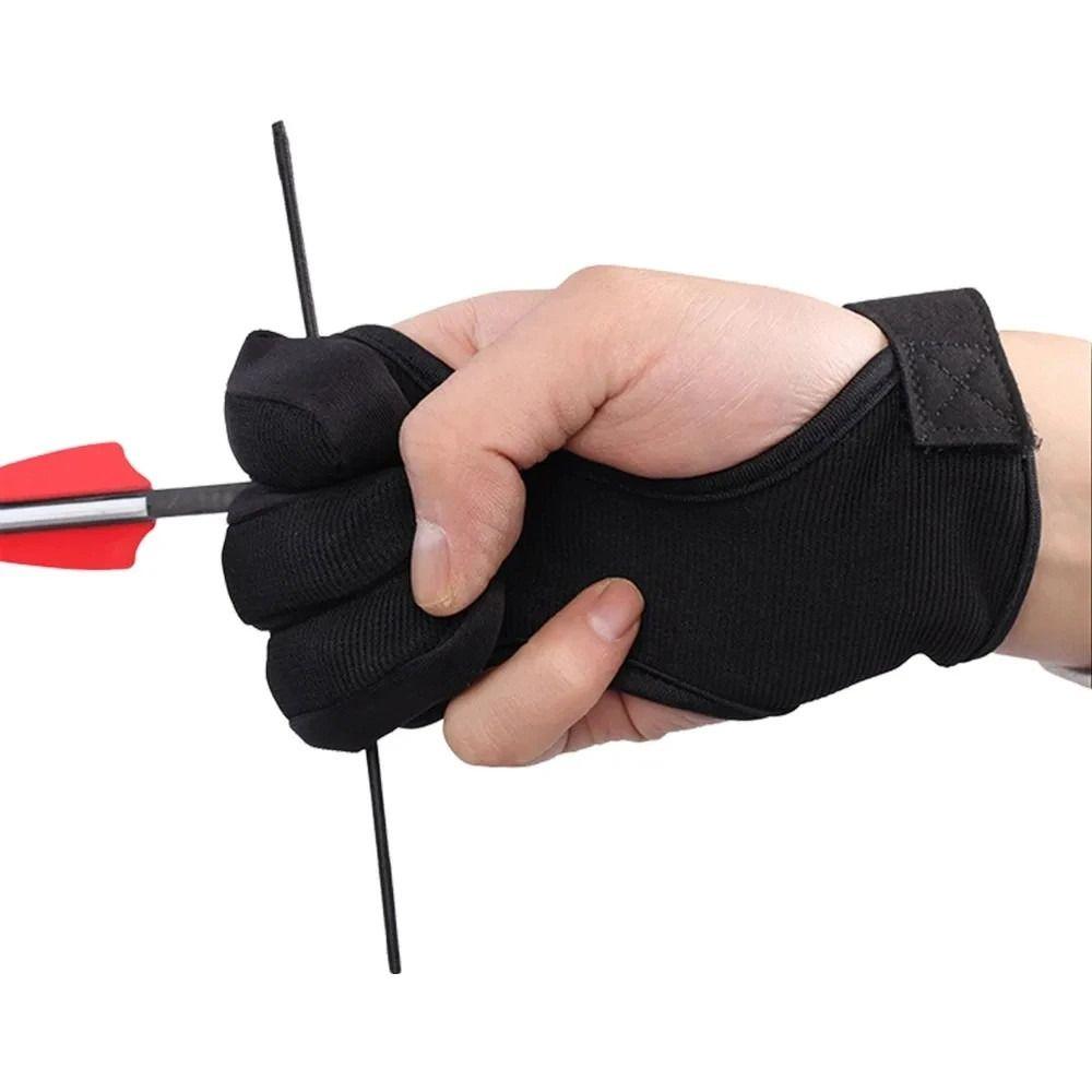 Leather Fingertip Three-Finger Gloves Breathable Shooting Hand Guard  Teenagers Use