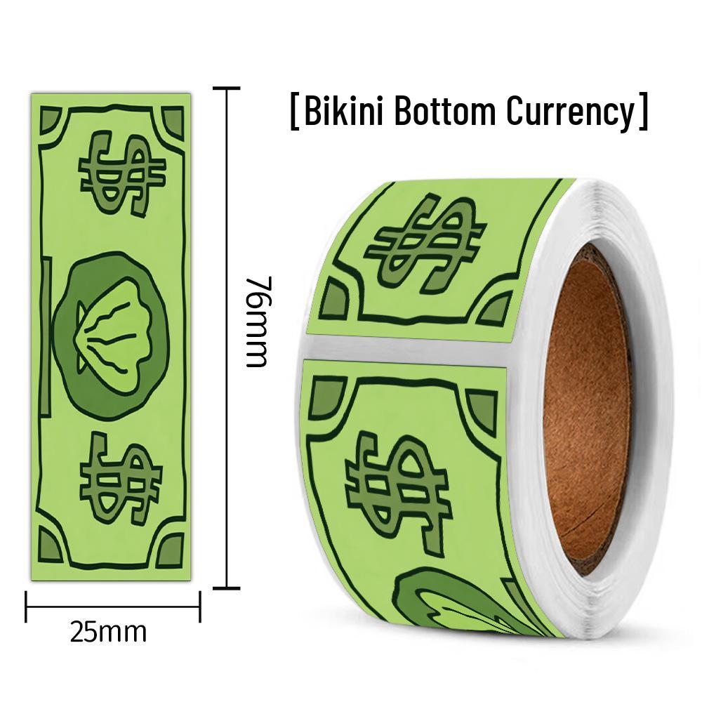 Bikini Bottom Money Sticker Roll: Fun DIY Anime Journal Tape & Gift Decoration