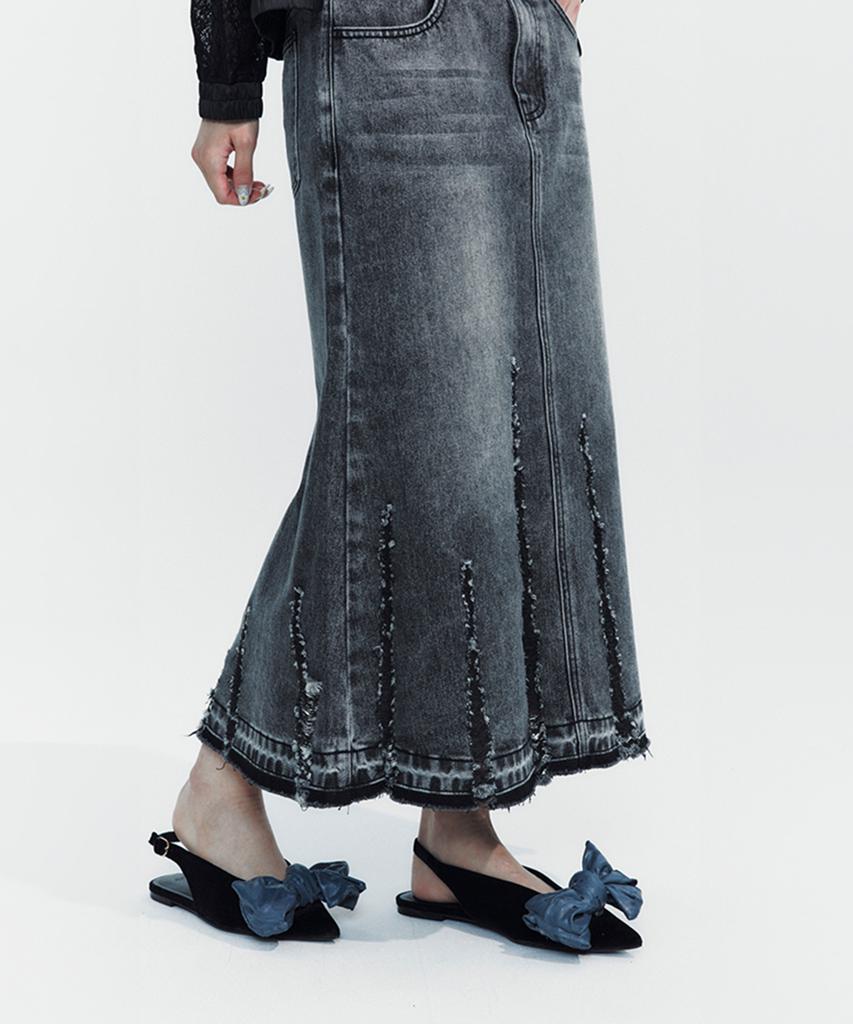 Pipeulobeudeowoldeu Shadow Crack Denim Skirt